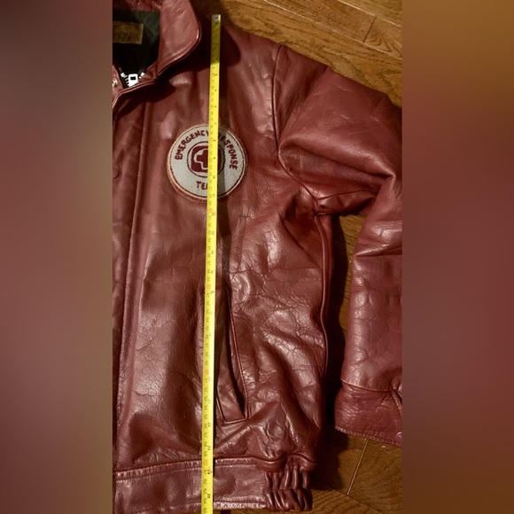 Vintage Varsity leather jacket Canada Sportswear EMT patch Red - Picture 13 of 16